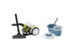 Pachet Aspirator fara sac Hausberg HB-2090VR Cyclone Vacuum Cleaner, 1.5L,700W, 85dB, Alb/Verde, Gal